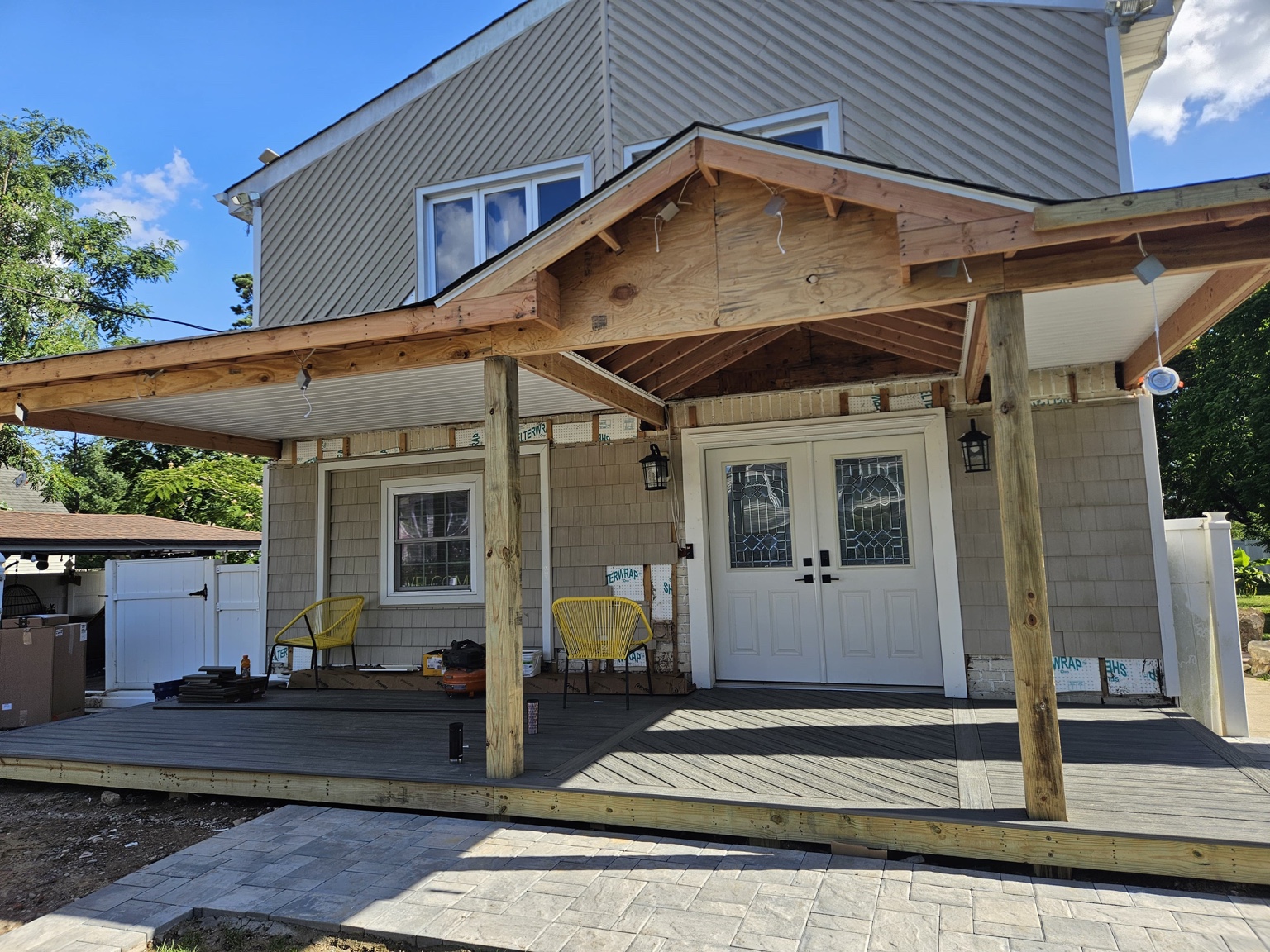 Exterior porch construction project